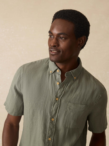 Short Sleeve Laguna Linen Shirt - Spruce