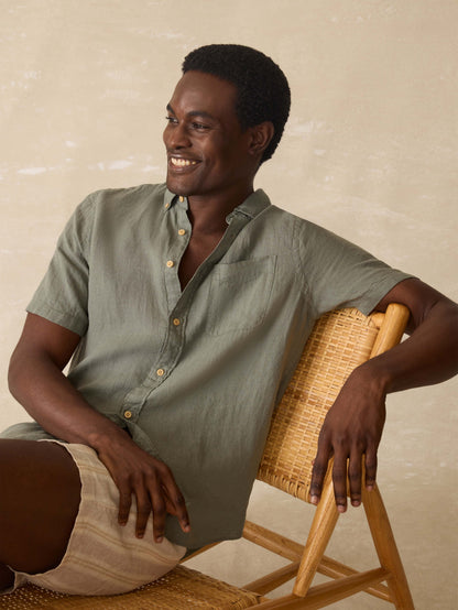 Short Sleeve Laguna Linen Shirt - Spruce