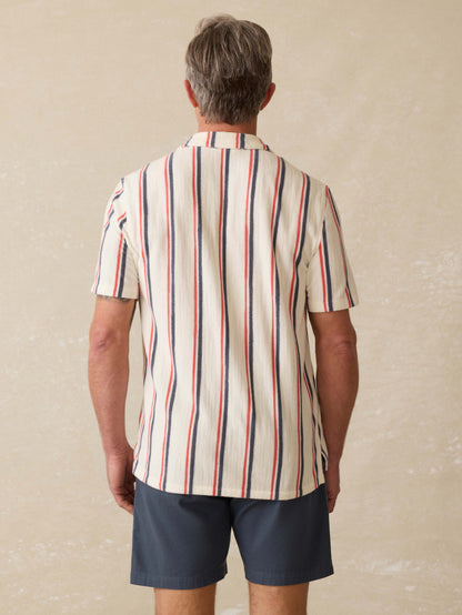 Short-Sleeve Cabana Towel Terry Shirt - Beach Club Stripe