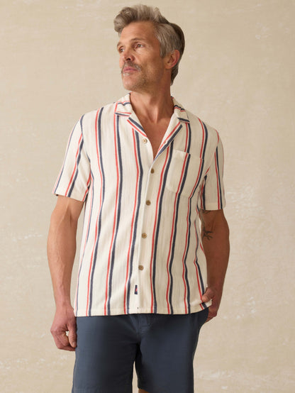 Short-Sleeve Cabana Towel Terry Shirt - Beach Club Stripe