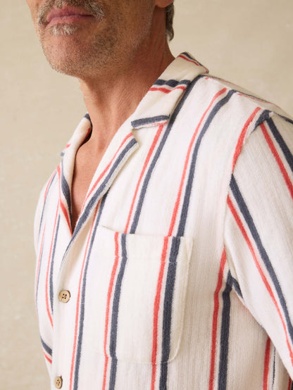 Short-Sleeve Cabana Towel Terry Shirt - Beach Club Stripe
