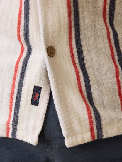 Short-Sleeve Cabana Towel Terry Shirt - Beach Club Stripe