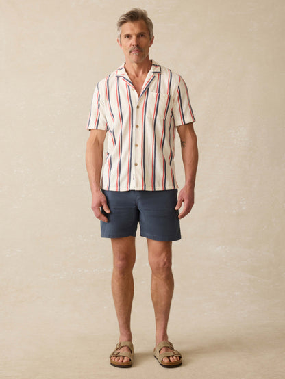 Short-Sleeve Cabana Towel Terry Shirt - Beach Club Stripe