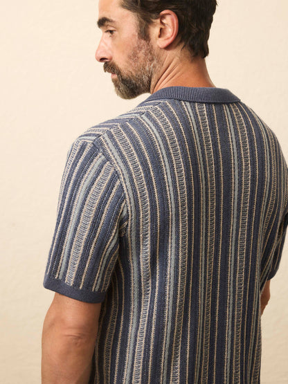 Short-Sleeve Sweater Shirt - River Cliffs Stripe