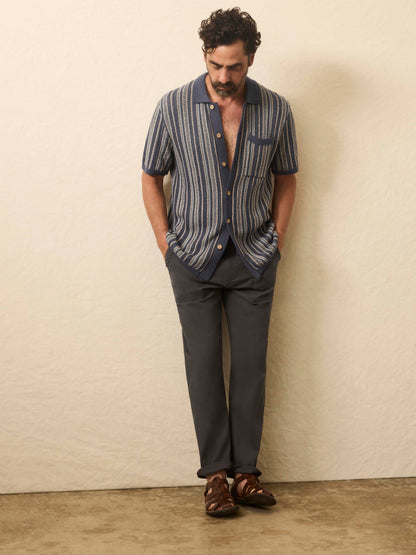 Short-Sleeve Sweater Shirt - River Cliffs Stripe