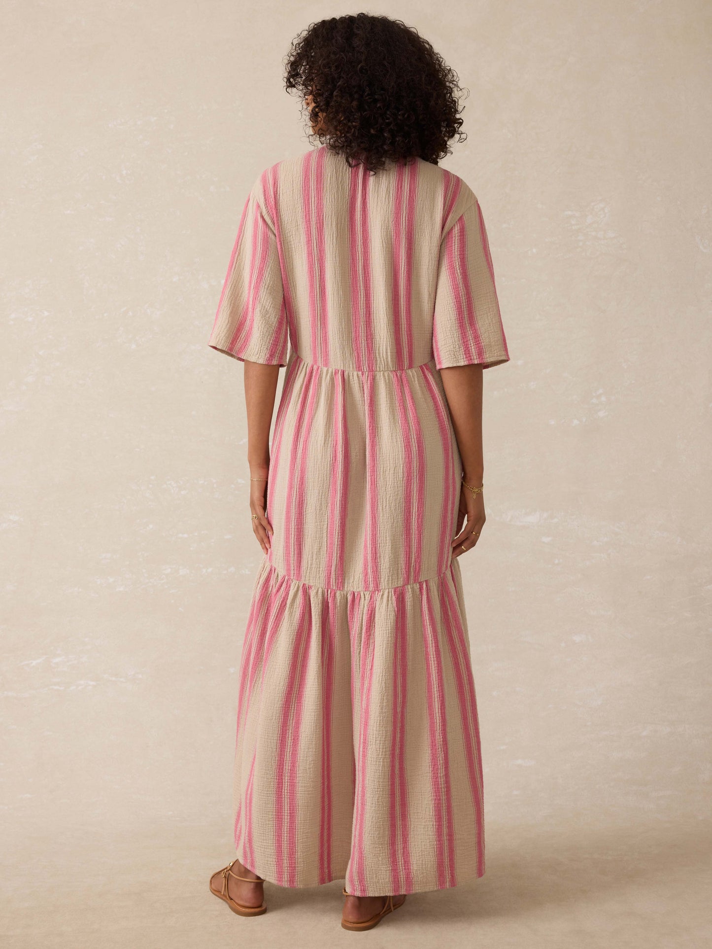 Dune Cotton Gauze Wesley Dress - Cocoa Reef Stripe