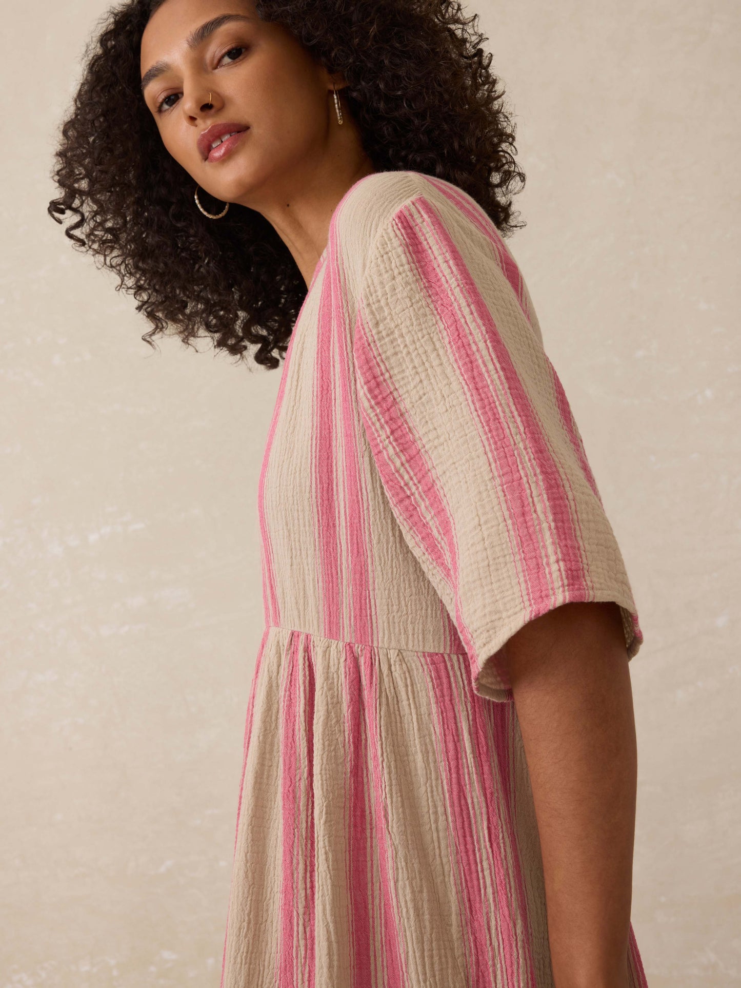 Dune Cotton Gauze Wesley Dress - Cocoa Reef Stripe