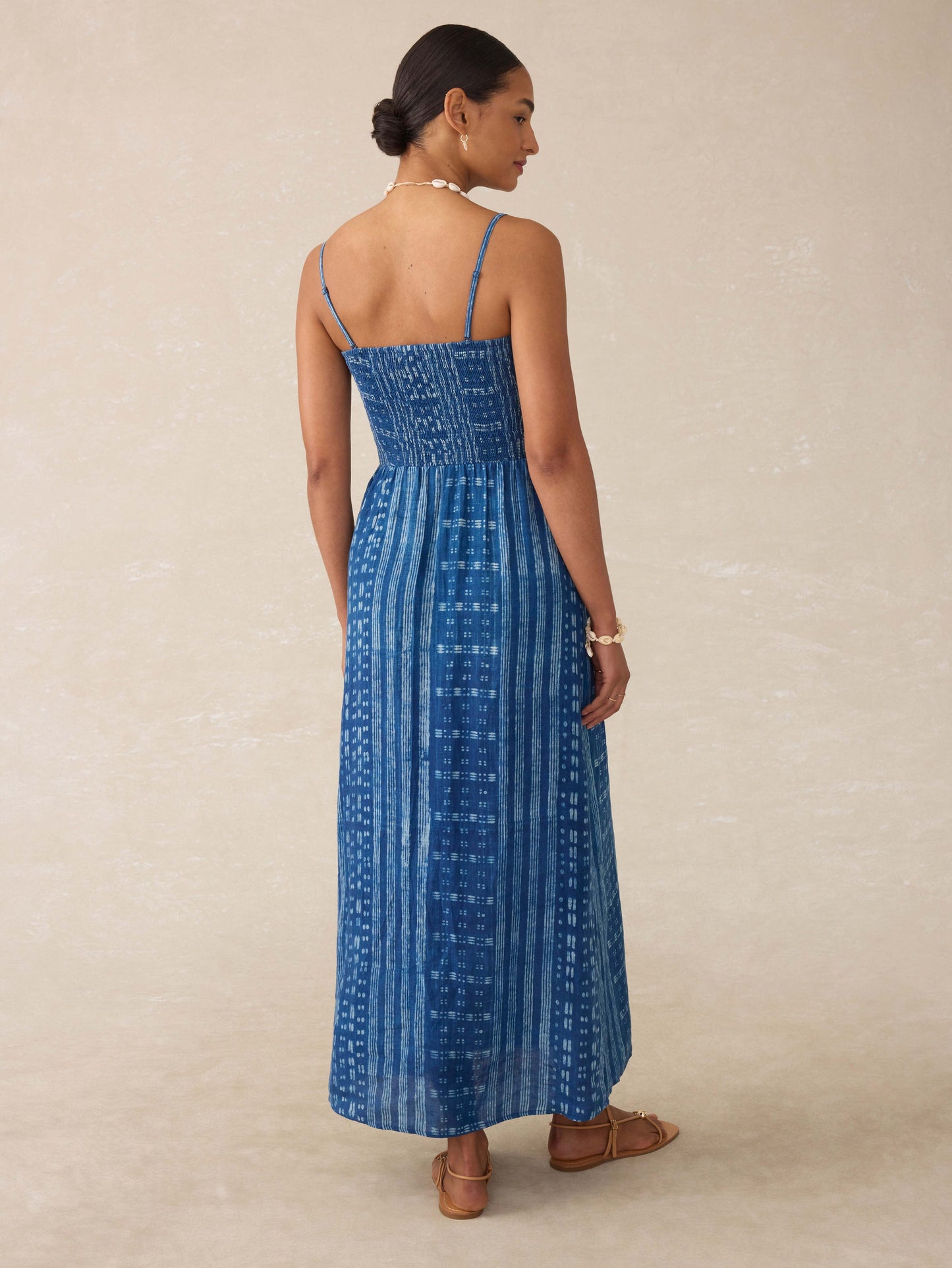 Sunrise Smocked Dress - Indigo Nadja Blockprint