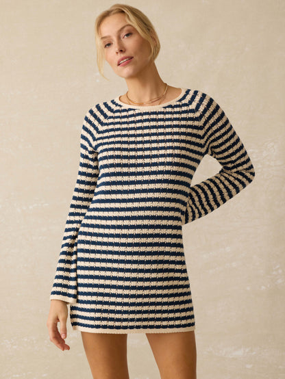 Seacoast Crochet Long-Sleeve Dress - Nice Navy