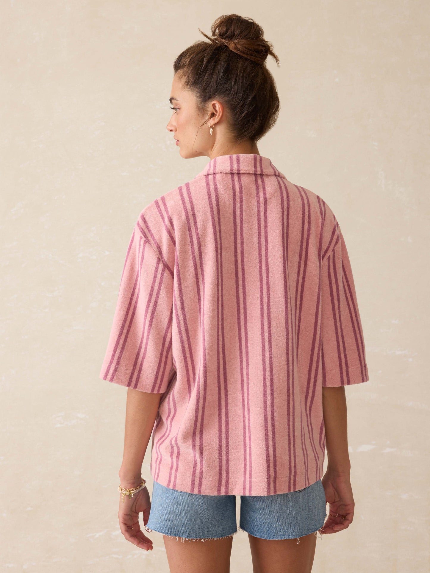 Cabana Towel Terry Camp Shirt - Orchid Lines