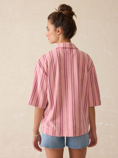 Cabana Towel Terry Camp Shirt - Orchid Lines