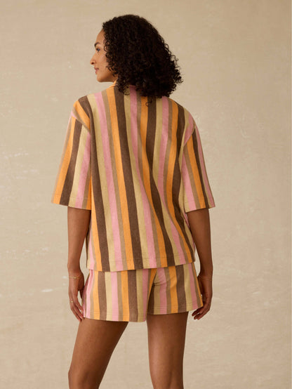 Cabana Towel Terry Camp Shirt - Sun Kissed Stripe
