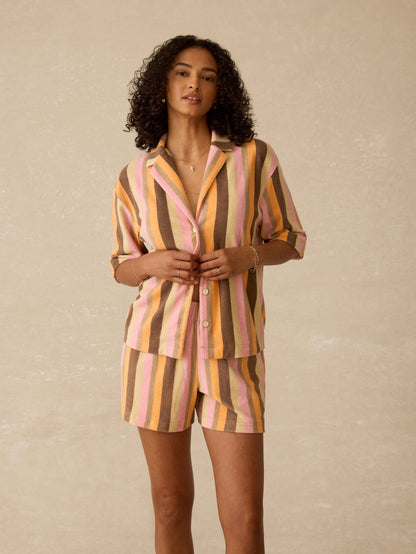 Cabana Towel Terry Camp Shirt - Sun Kissed Stripe