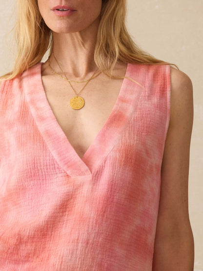 Dune Cotton Gauze Sleeveless Popover - Coral Skies Tie Dye