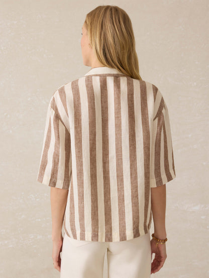 Palma Linen Camp Shirt - Cocoa Beach Stripe