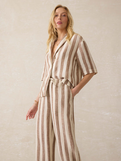Palma Linen Camp Shirt - Cocoa Beach Stripe