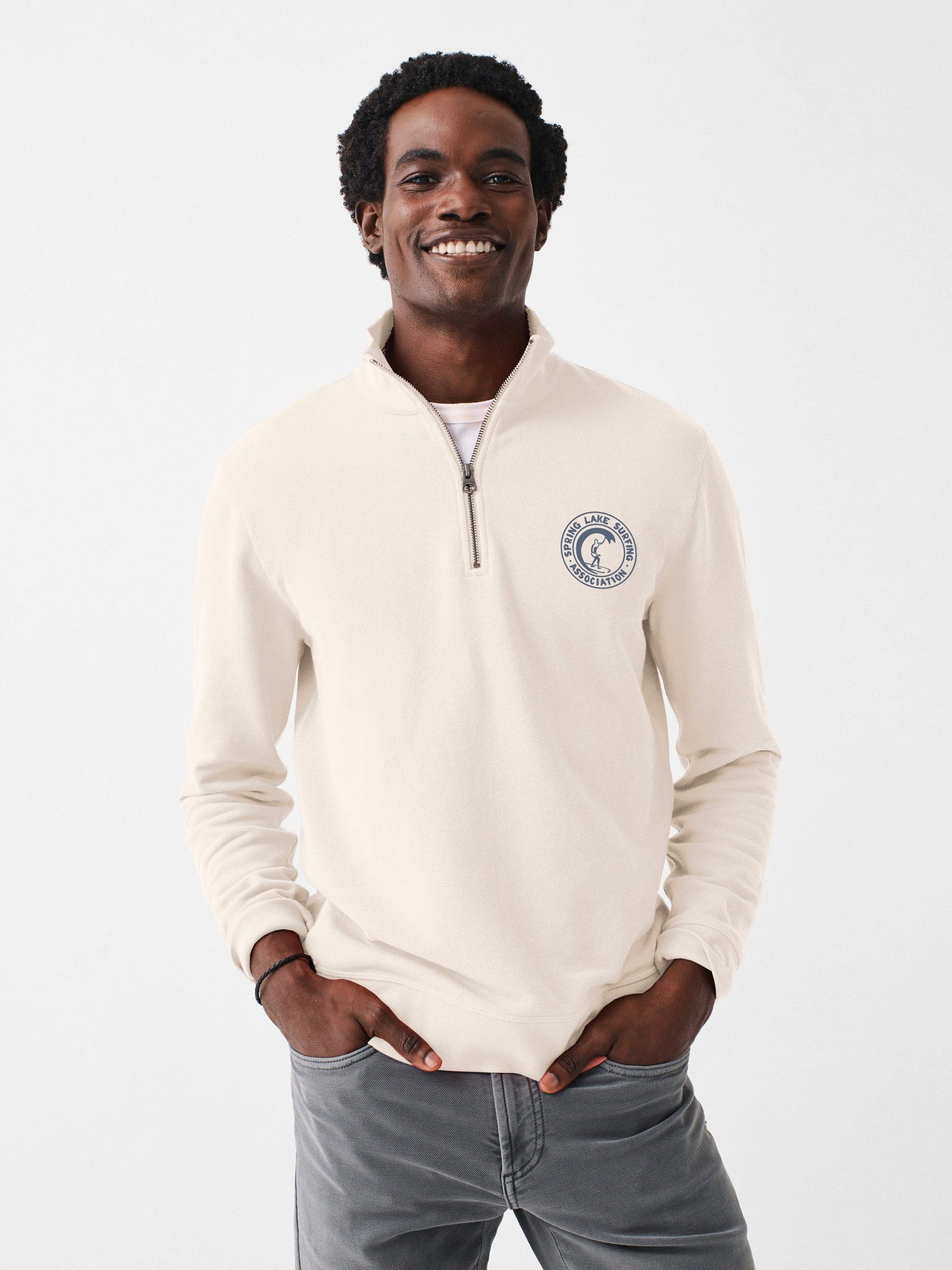 Spring Lake Long-Sleeve Terry Quarter Zip - Solar White